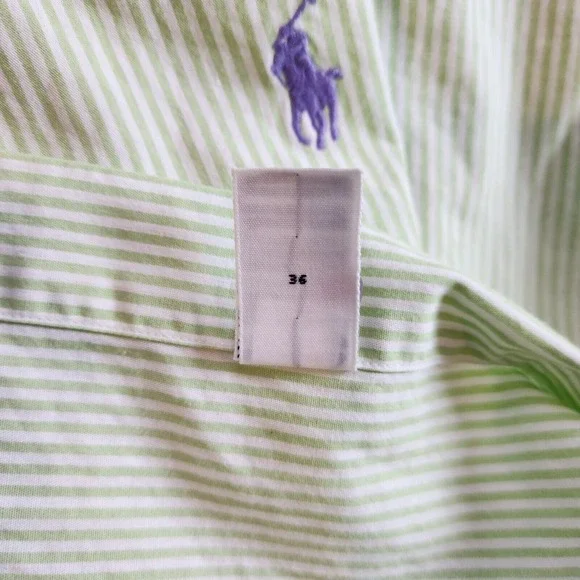 Ralph Lauren Button‎ Down Shirt - Men's Size XL - Green and White - Long Sleeve - Picture 8 of 9